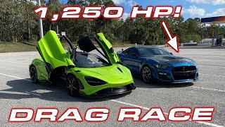 1,250HP GT500 CALLS OUT 765LT * McLaren 765LTs vs Ford Mustang Shelby GT500 from Palm Beach Dyno