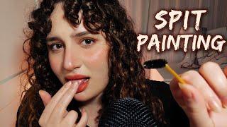 ASMR  Spit Painting + Spoolie Nibbling  Relaxing Mouth Sounds 