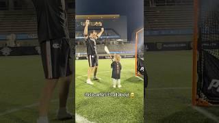 passing down the game  #lacrosse #pll #family #dad #girldad #sports #cute #toddler #scoring #goal