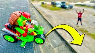 I DROVE A RC  NINJA TURTLE OFF A BUILDING!