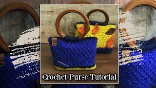 Crochet Purse with Leather Bottom | Crochet Purse with Wooden Handles| Small Crochet Purse