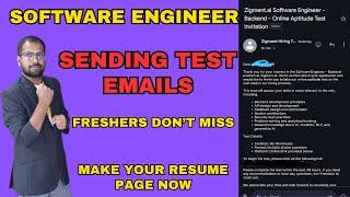 ZIgment AI Started Sending Test Email | Junior Software Engineer | MAKE YOUR RESUME PAGE NOW