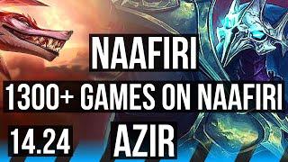 NAAFIRI vs AZIR (MID) | 8/1/3, 1300+ games, Rank 14 Naafiri | KR Master | 14.24