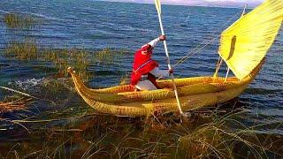 ASÍ se ELABORA EL BARCO BALSA DE TOTORALAGO TITICACA, ISLA SURIQUI Bolivia