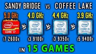 i7 2600k OC vs i3 9100f vs i3 9350k vs i5 9400f in 15 Games or Intel Budget battle 2019