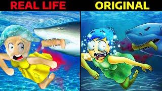 JOY VS SHARK! INSIDE OUT - Real Life VS Original! Animations in Real Life (parody)