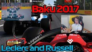 Charles Leclerc does a "Sebastian Vettel-Baku 2017" on George Russell during Live Stream