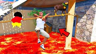 Franklin & Shin Chan Hanging on Extreme Valcano Lava Tsunami Challenge in Gta 5! | SHINCHAN and CHOP