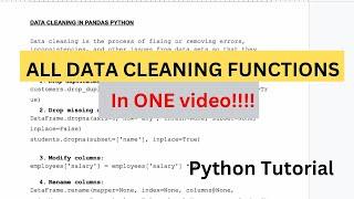 Data Cleaning Functions in Pandas Python (ALL IN ONE)