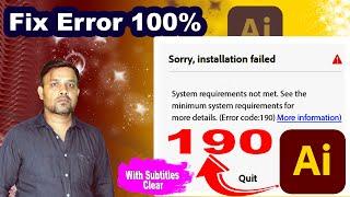 How to Fix Adobe illustrator "Error Code" 190 (Subtitles)