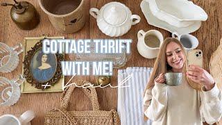 HUGE COTTAGE THRIFT WITH ME AT GOODWILL 2024 | THRIFTING FOR HOME DECOR + how I style my finds!!