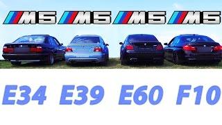 BMW M5 Sound Battle E34 vs E39 vs E60 vs F10 REVS Revving V8 V10 Exhaust