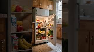 "Cat Takes Over the Fridge! Hilarious Kitchen Chaos! "