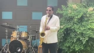 Jason Davis warming up before Front Yard Concerts