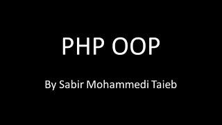 PHP Object Oriented Programming (OOP)