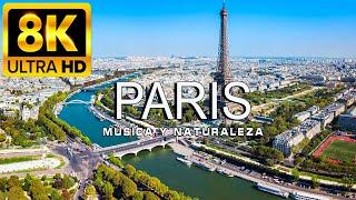 FLYING OVER PARIS 8K | Scenic relaxation movie with calm and relaxing music |8K VIDEO