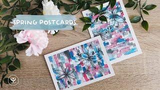 Making unusual spring postcards - watercolors & ink [vodene boje - slikajte sa mnom]