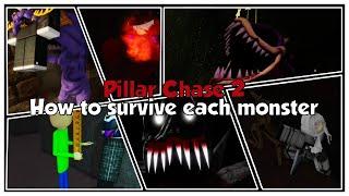 Pillar Chase 2 | How to Survive each Monster (Vapor, Rosemary, Ao Oni, Fogborn, EXE, Baldi)