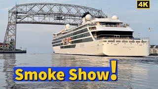 ️ Cruise Ship Leaves Duluth in Smoke as Crowd Watches!