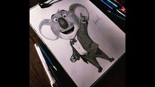 Drawing Buster Moon From Movie Sing | graphite pencil drawing