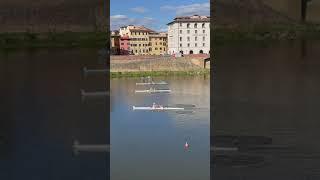 Boat Racing in the Arno River in Florence Italy