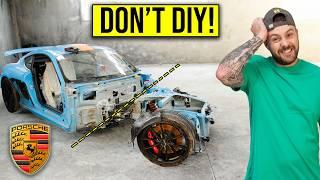 REBUILDING THE WRECKED PORSCHE GT4 I CUT INTO 2