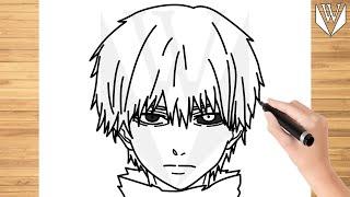 How to draw Kaneki Ken Tokyo Ghoul Step by step Tutorial | Free Download Coloring Page