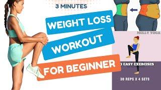 3 Minutes WEIGHT LOSS WORKOUT For BEGINNER - Challenge 3 - Nelly Yoga Shorts