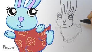 How to draw rabbit dancing