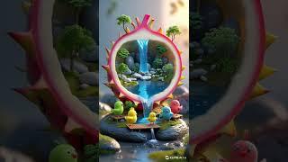 Surreal Dragon Fruit World?!  Tiny Chicks in a Dreamy Oasis! #shorts