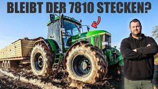 Sebastian's 7810 in the mud! Transport & harvester broken 