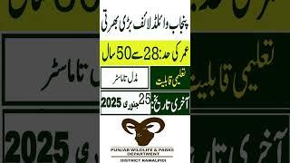 Punjab Wildlife and Parks Department Jobs Vacancies 2025 | Punjab Jobs 2025 | Wildlife Jobs 2025