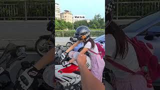 Cute Rider help me open a bottle water #viral #funny #motovlog #motorcycle #bikelover #shorts #cute