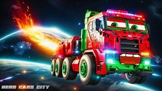 Transformers Truck Space Escape: Thrilling Adventure from Alien Cars! Hero Cars Episode