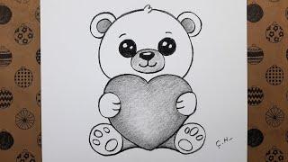 Easy Pencil Drawing How To Draw A Cute Teddy Bear Step By Step