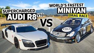 Can a 700hp Supercharged Minivan Beat a V10 Audi R8?