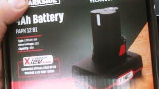 Parkside X12v series 2 & 4 Ah regargable batteries& charger ( papk 1281)