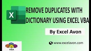 How to Remove Duplicates with Dictionary using Excel VBA - Excel Avon