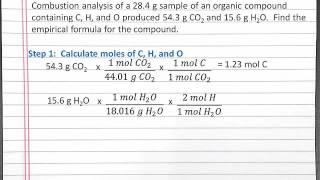 CHEMISTRY 101:  Finding Empirical Formula Using Combustion Analysis for a Compound with C, H, O