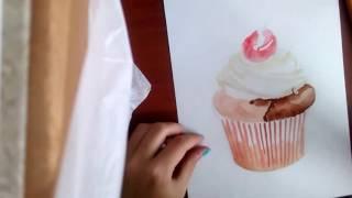 Как нарисовать капкейк акварелью / How to draw cupcakes watercolor