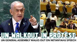 UN Assembly WALKS OUT On Netanyahu Speech In Protest