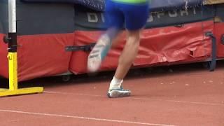 High jump spikes deformation at take off phase! SLOW MOTION Jumper Sandro Tomassini