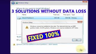 The Selected Disk Has an MBR Partition Table. On EFI Systems, Windows Can Only be Installed to GPT