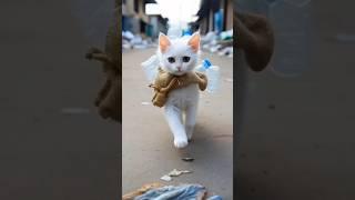 "White Kitten’s Daily Struggles – A New Set of Odd Jobs"#WhiteKittenStory#DailyStruggles#CatSurvival