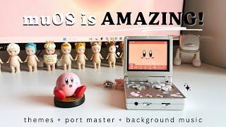 muOS complete guide on the anbernic rg35xxsp | features + tips | themes, portmaster, roms, music