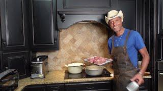The Best Skillet  Fried Burgers with Mac N Cheese