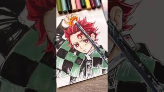 drawing tanjiro kamado ️part 2! #demonslayer #kny #animedrawing #shorts