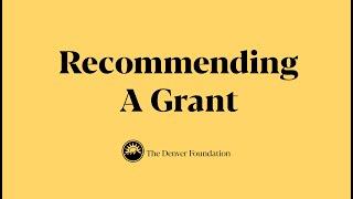 TDF Fund Manager - Recommending A Grant