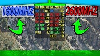 ram 16gb Comparison 1600mhz vs 2400mhz dual channel overclock Test in game gta 5