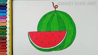 How To Draw Watermelon | Watermelon Drawing | Watermelon | Draw Smart